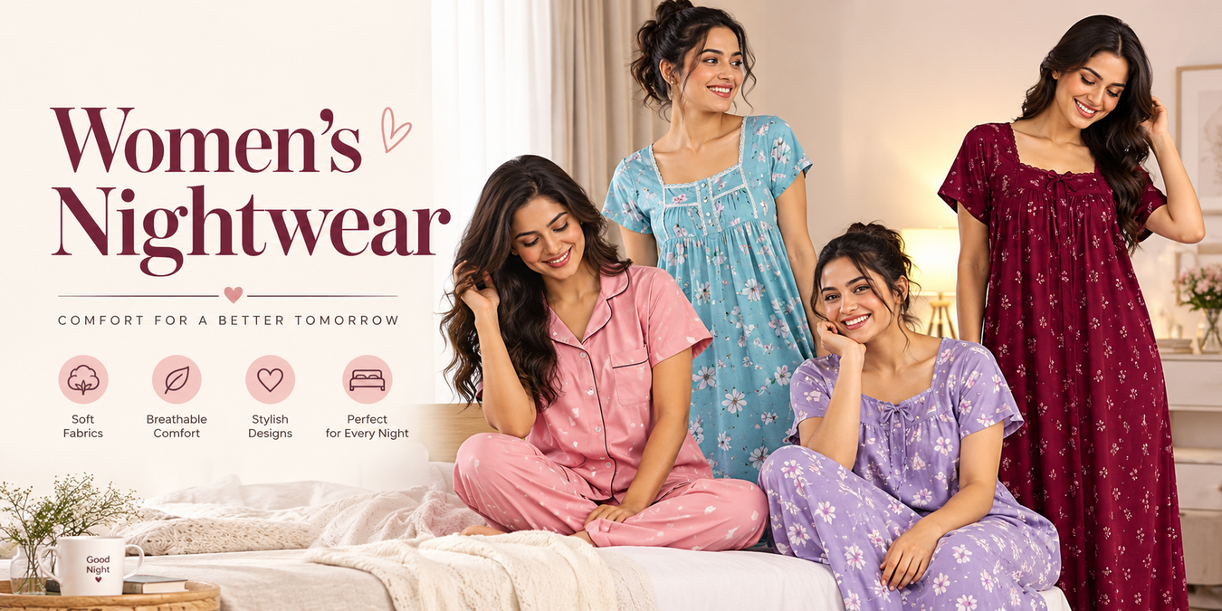 Women’s nightwear collection featuring comfortable nighties and sleepwear