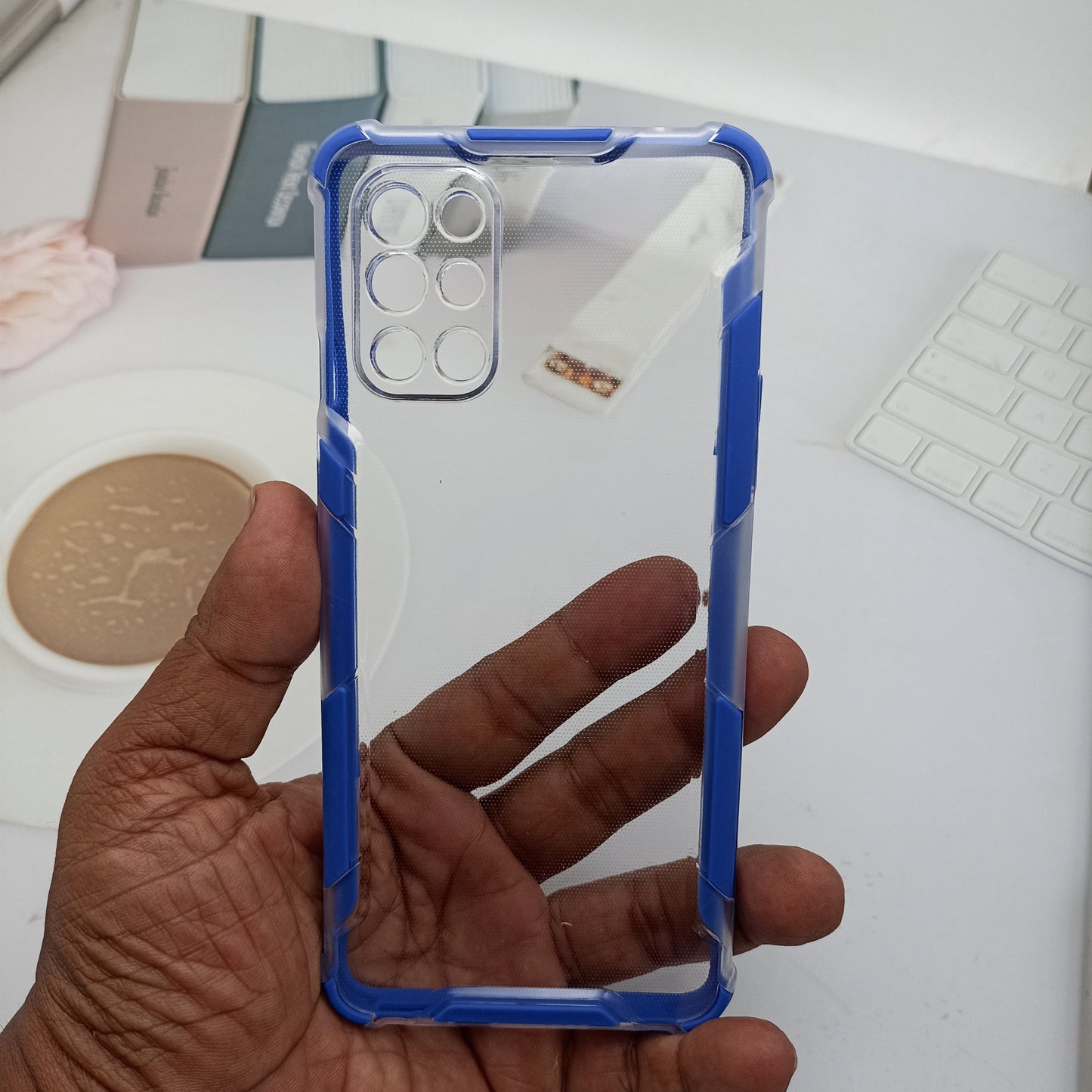 2 in1 Acrylic Transparent Back Cover For OnePlus 8T Blue Onezeros.in