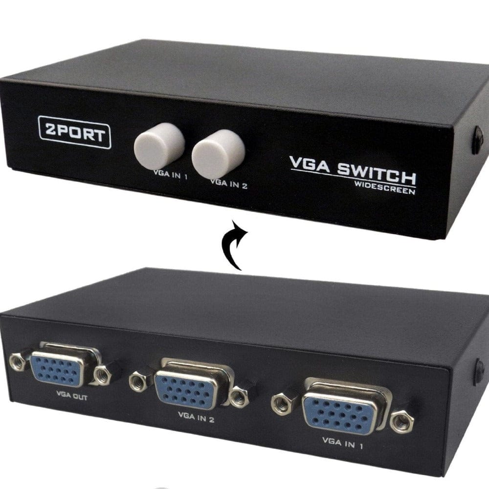 2 Port Manual VGA Splitter for 2 Computers Single Monitor Onezeros.in