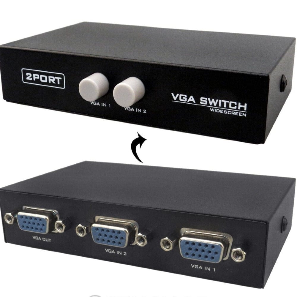 2 Port Manual VGA Splitter for 2 Computers Single Monitor Onezeros.in