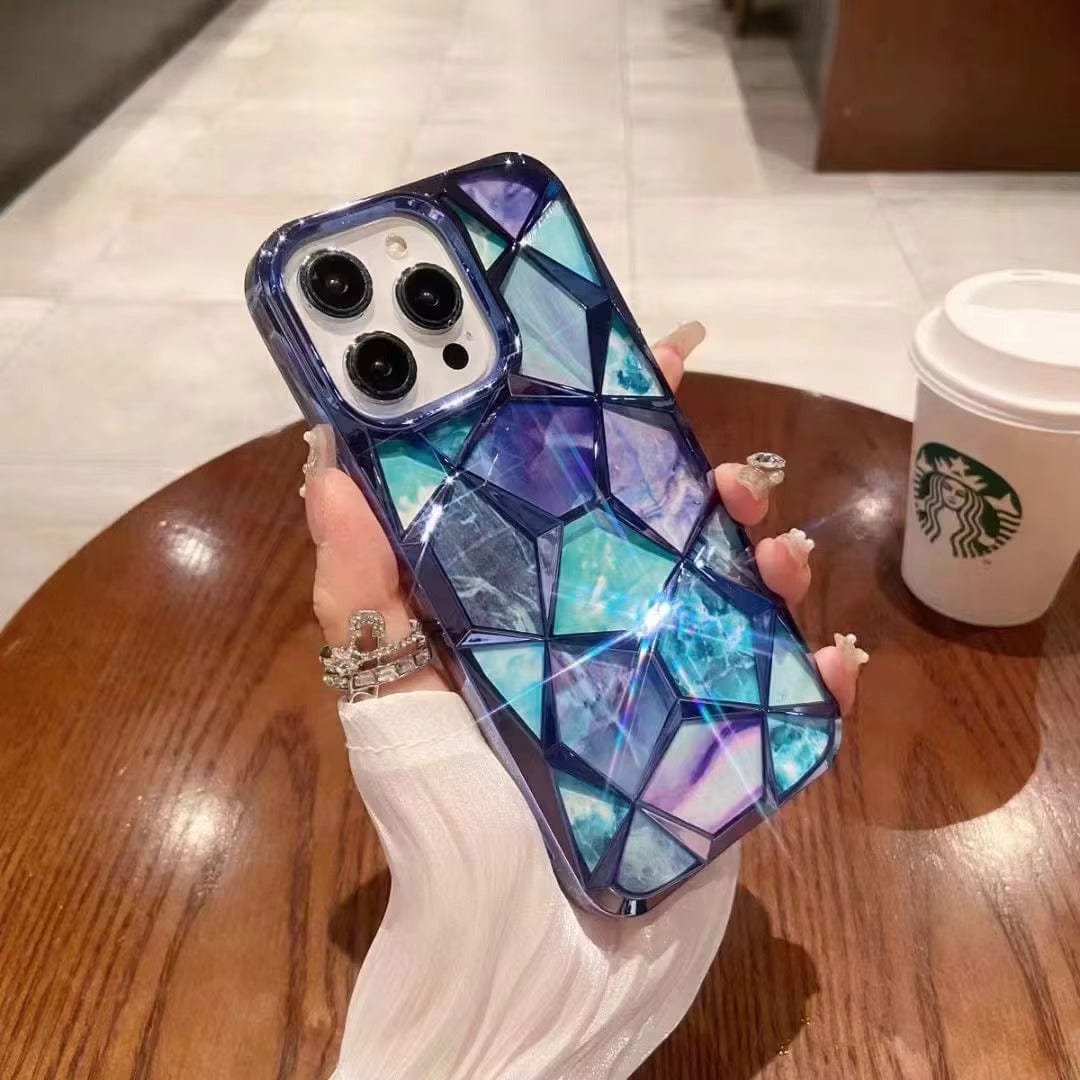 3D Diamond Design Marble Stone Phone Cover for OPPO A18 Back Case Blue Onezeros.in