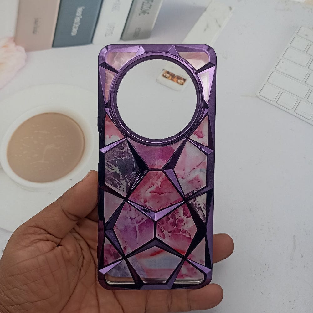 3D Diamond Design Marble Stone Phone Cover for OPPO F27 Back Case Purple Onezeros.in