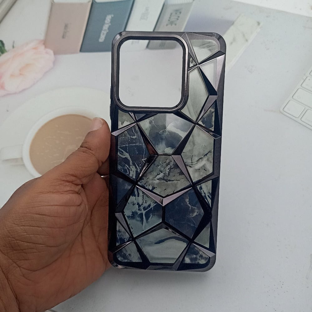 3D Diamond Design Marble Stone Phone Cover for Realme C61 Back Case Black Onezeros.in