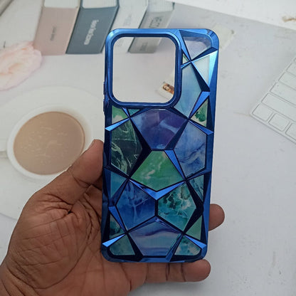 3D Diamond Design Marble Stone Phone Cover for Realme C61 Back Case Blue Onezeros.in