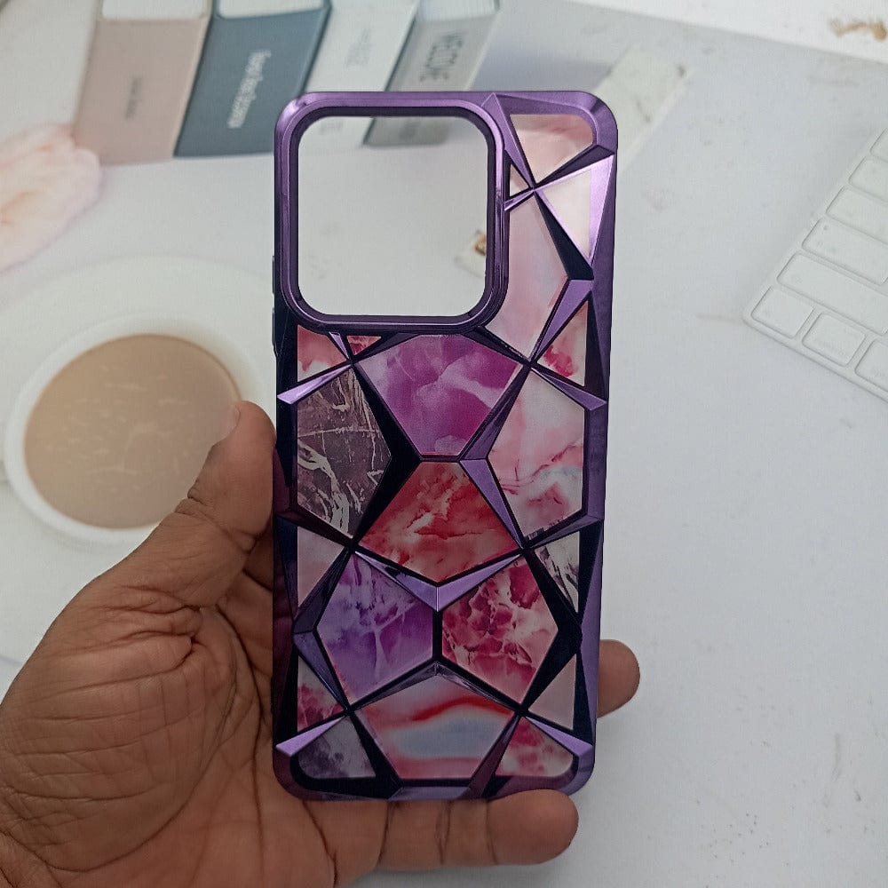 3D Diamond Design Marble Stone Phone Cover for Realme C61 Back Case Purple Onezeros.in