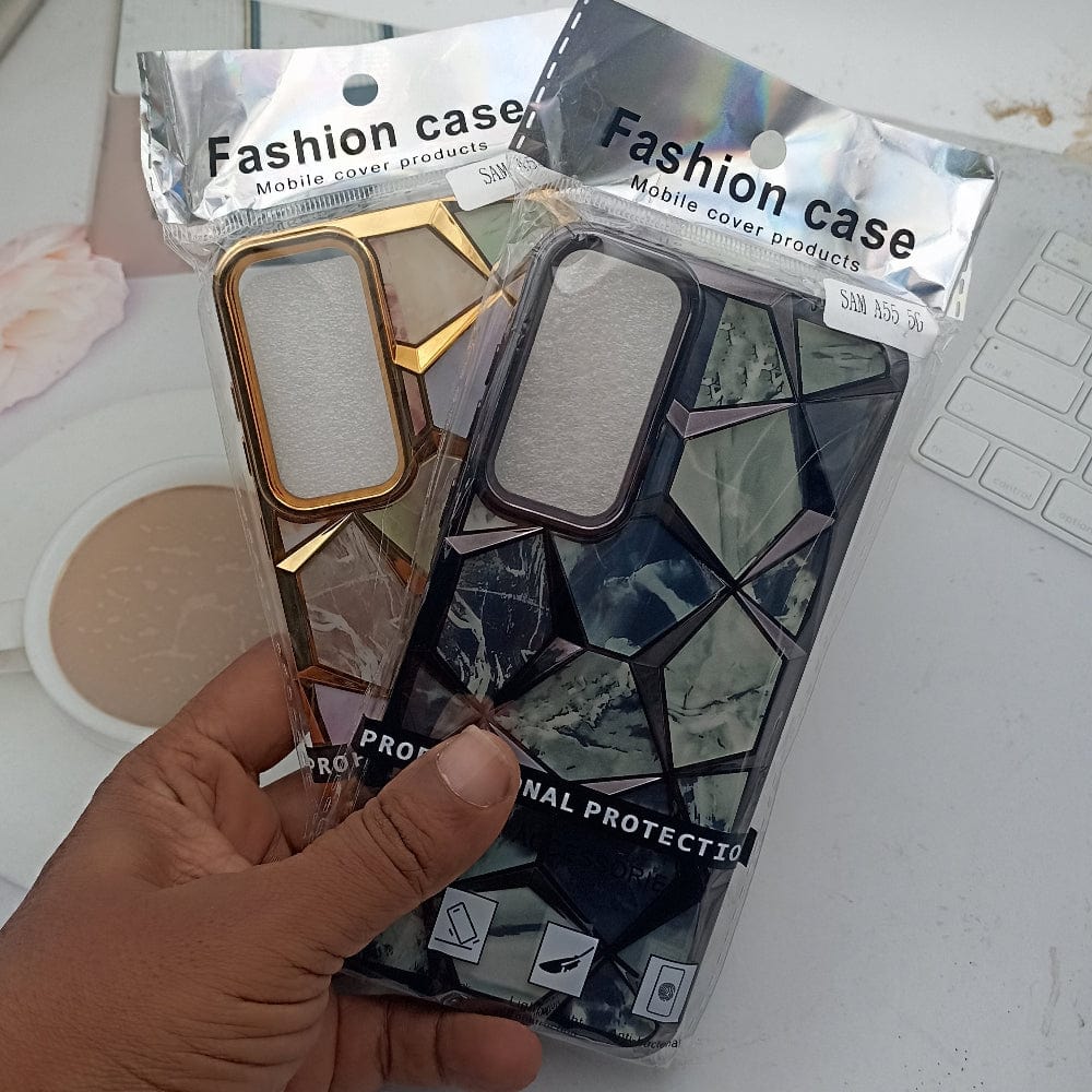 3D Diamond Design Marble Stone Phone Cover for Samsung A55 Back Case Onezeros.in