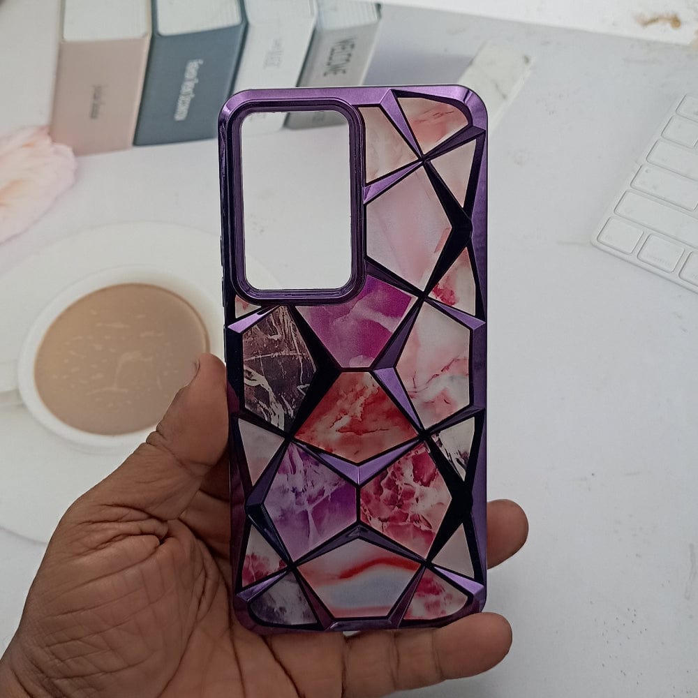 3D Diamond Design Marble Stone Phone Cover for Vivo T3/Y200E Back Case Purple Onezeros.in