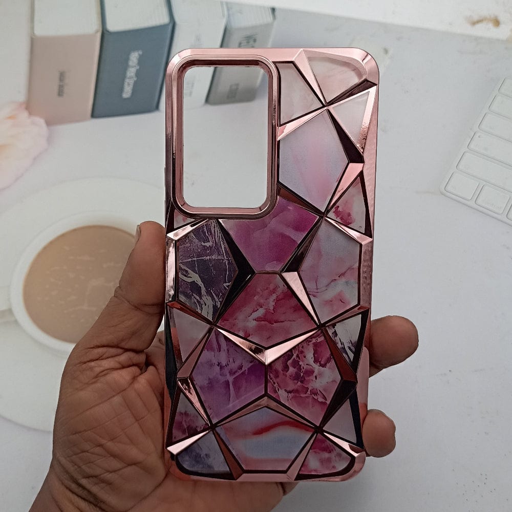 3D Diamond Design Marble Stone Phone Cover for Vivo T3/Y200E Back Case Pink Onezeros.in