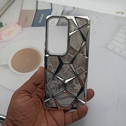 3D Diamond Design Marble Stone Phone Cover for Vivo V30/V30 Pro Back Case Silver Onezeros.in