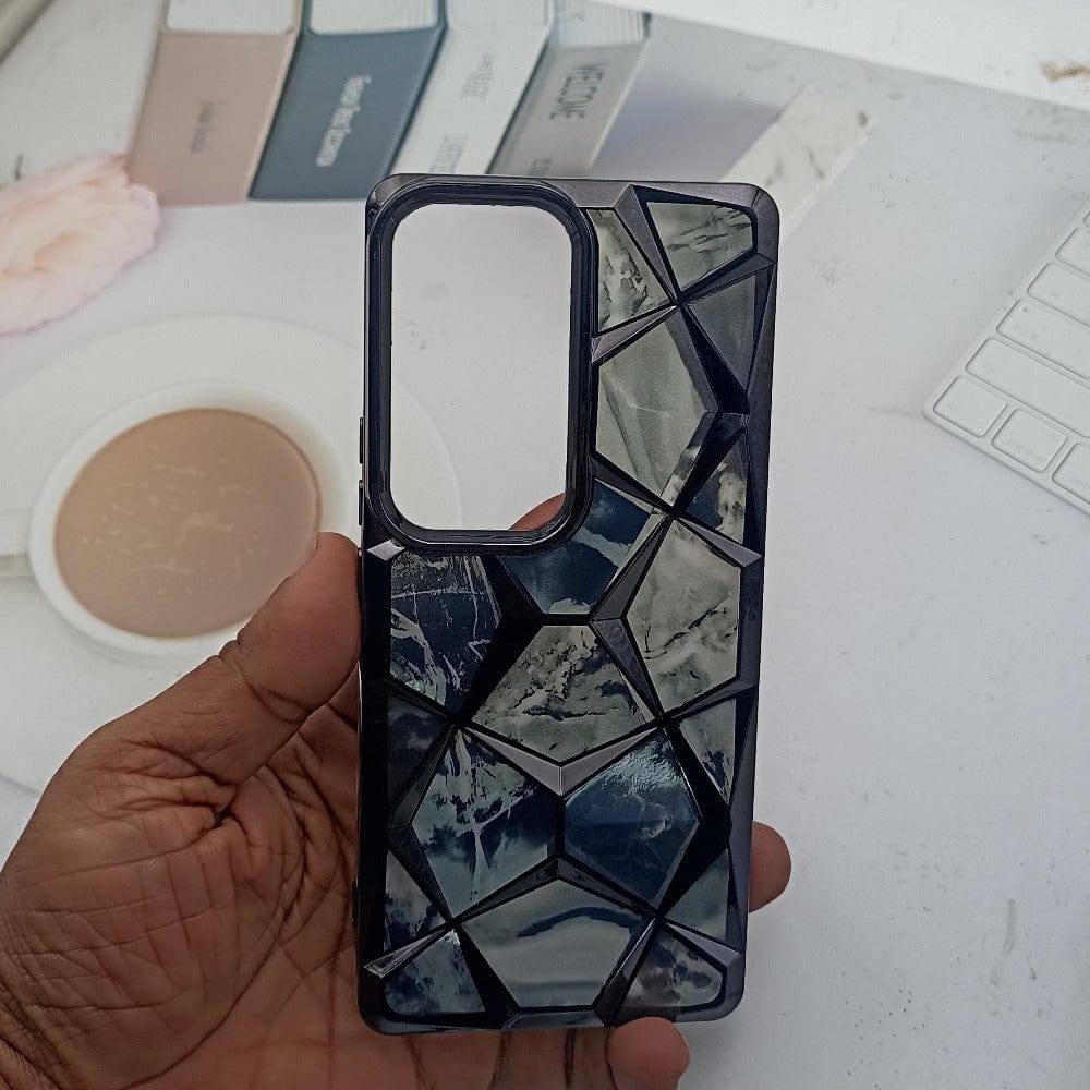 3D Diamond Design Marble Stone Phone Cover for Vivo V30/V30 Pro Back Case Black Onezeros.in