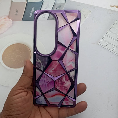 3D Diamond Design Marble Stone Phone Cover for Vivo V40/V40 Pro Back Case Purple Onezeros.in