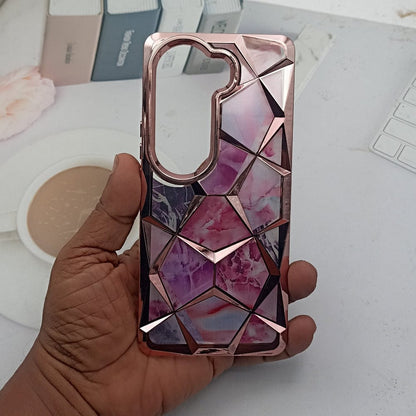 3D Diamond Design Marble Stone Phone Cover for Vivo V40E Back Case Pink Onezeros.in