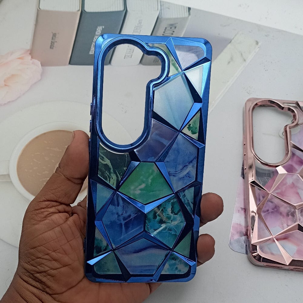 3D Diamond Design Marble Stone Phone Cover for Vivo V40E Back Case Blue Onezeros.in