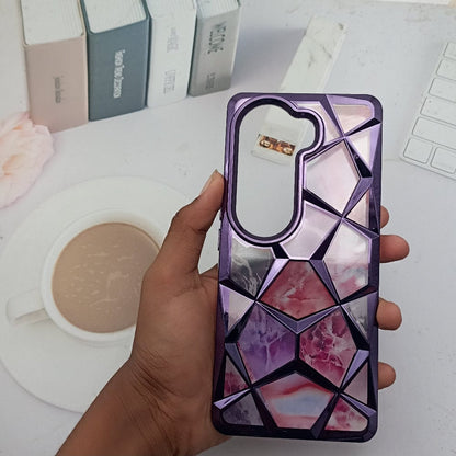 3D Diamond Design Marble Stone Phone Cover for Vivo V40E Back Case Purple Onezeros.in