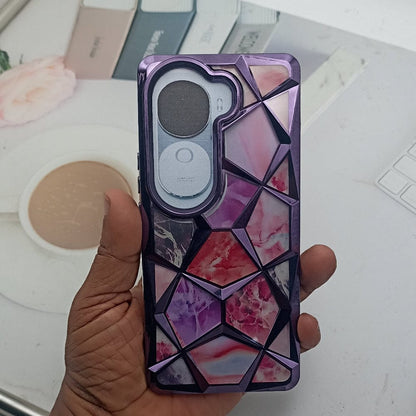 3D Diamond Design Marble Stone Phone Cover for Vivo V40E Back Case Onezeros.in