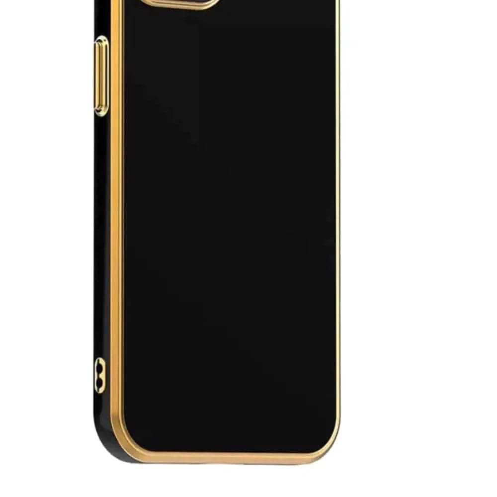 6D Golden Edge Chrome Back Cover For iQOO 11 5G Phone Case Black Onezeros.in