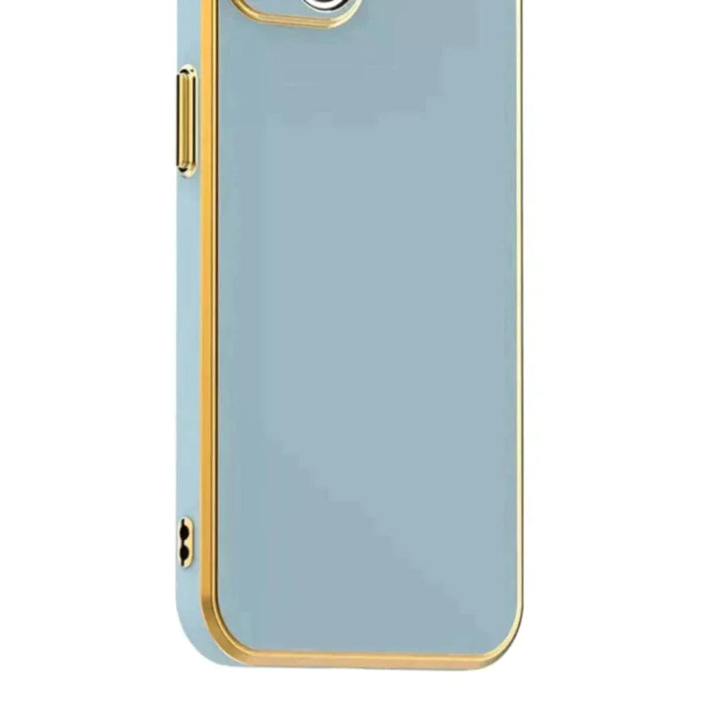 6D Golden Edge Chrome Back Cover For iQOO 11 5G Phone Case Sky Blue Onezeros.in