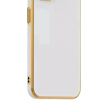 6D Golden Edge Chrome Back Cover For iQOO 11 5G Phone Case White Onezeros.in