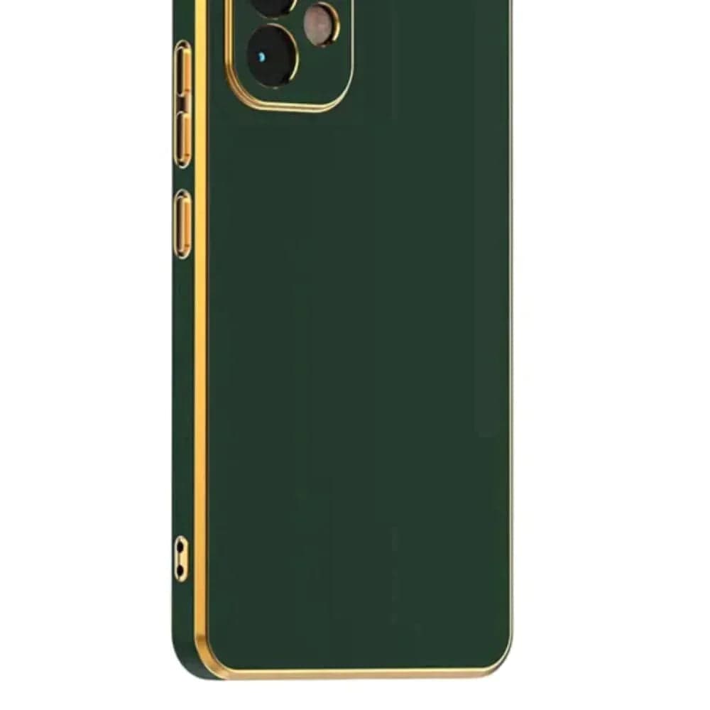 6D Golden Edge Chrome Back Cover For iQOO Z5 5G Phone Case Dark Green Onezeros.in