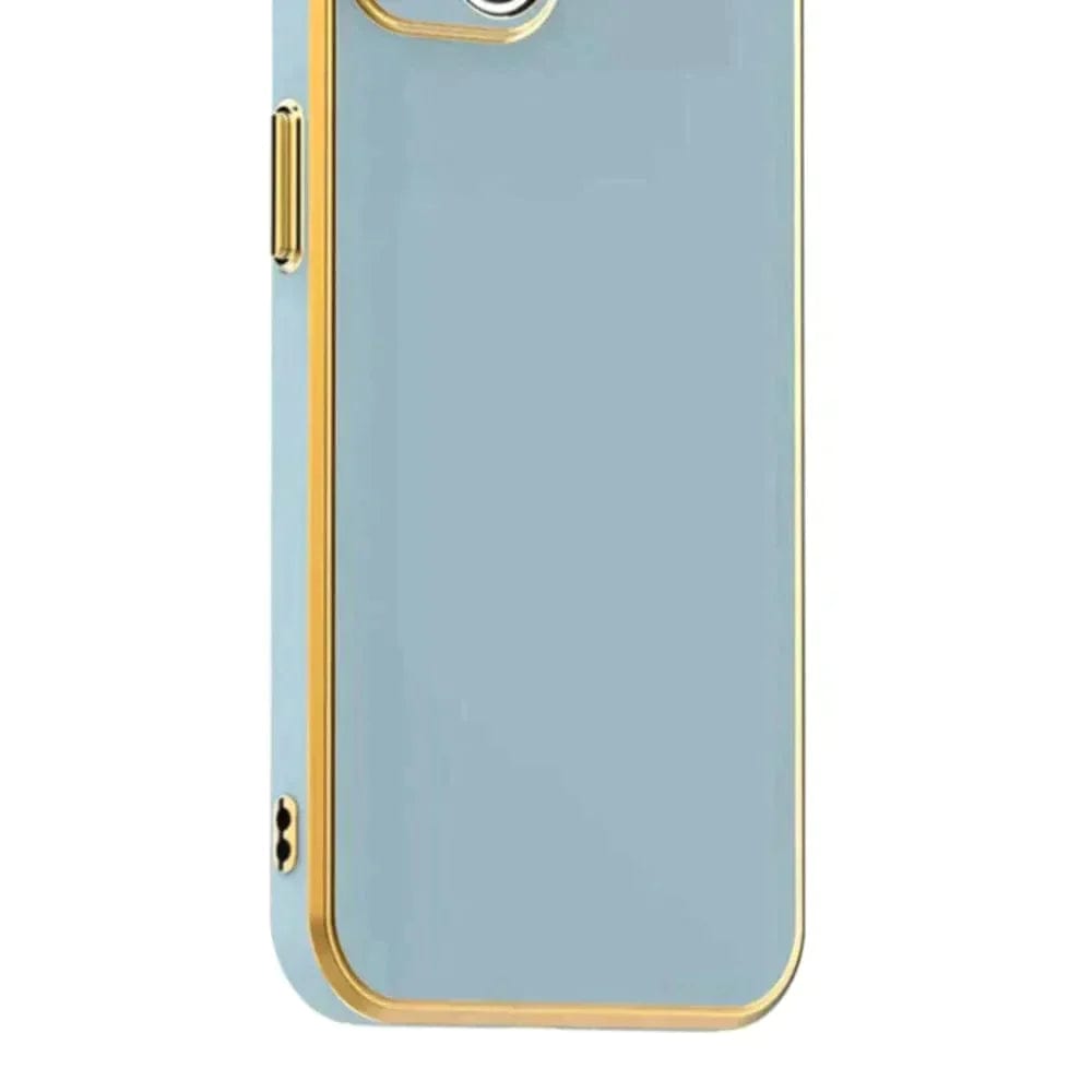 6D Golden Edge Chrome Back Cover For iQOO Z5 5G Phone Case Sky Blue Onezeros.in