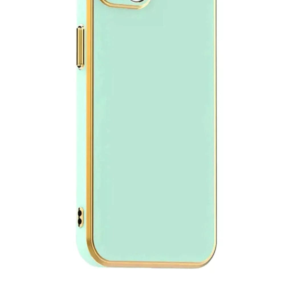 6D Golden Edge Chrome Back Cover For iQOO Z5 5G Phone Case Mint Green Onezeros.in