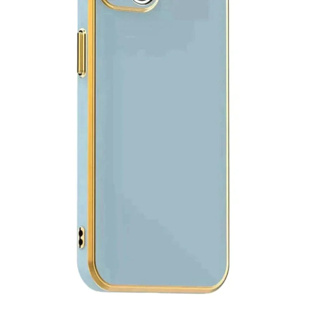 6D Golden Edge Chrome Back Cover For OnePlus 10T 5G Phone Case Sky Blue Onezeros.in