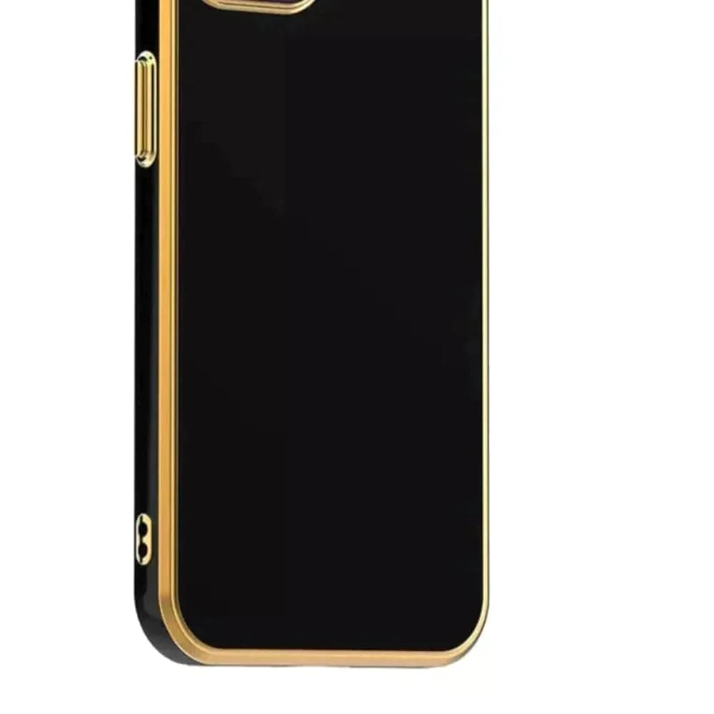 6D Golden Edge Chrome Back Cover For OnePlus 10T 5G Phone Case Black Onezeros.in