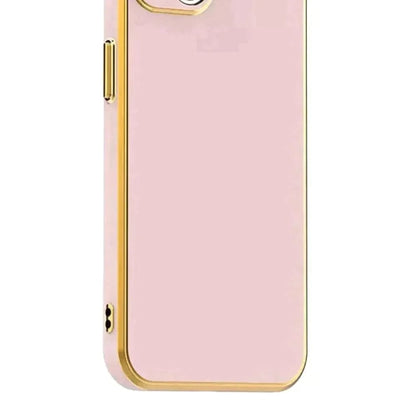 6D Golden Edge Chrome Back Cover For OPPO A77 Phone Case Pink Onezeros.in