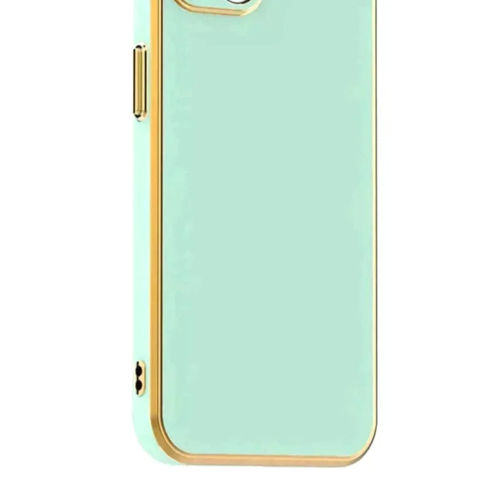 6D Golden Edge Chrome Back Cover For POCO C3 Phone Case Mint Green Onezeros.in