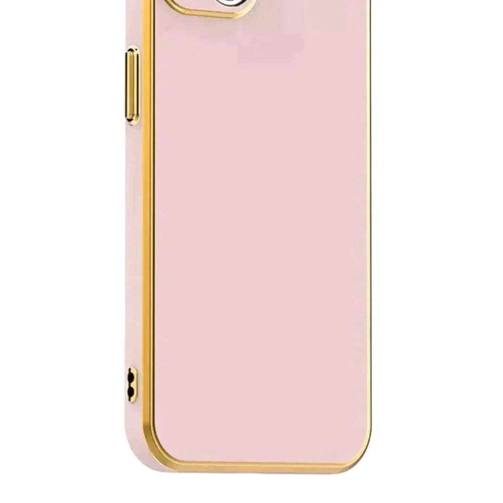 6D Golden Edge Chrome Back Cover For POCO C3 Phone Case Pink Onezeros.in