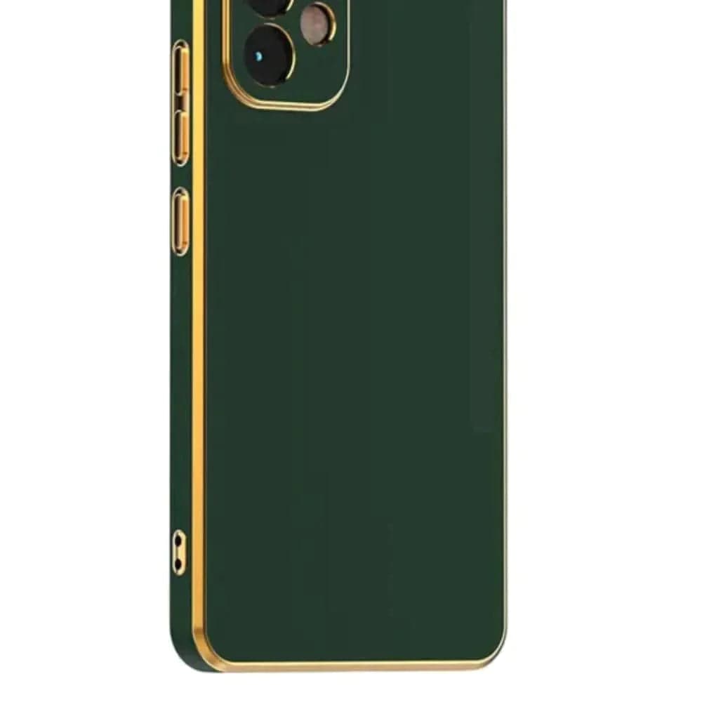 6D Golden Edge Chrome Back Cover For POCO C3 Phone Case Dark Green Onezeros.in