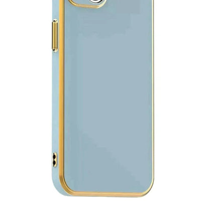 6D Golden Edge Chrome Back Cover For POCO C55/Redmi 12c Phone Case Sky Blue Onezeros.in