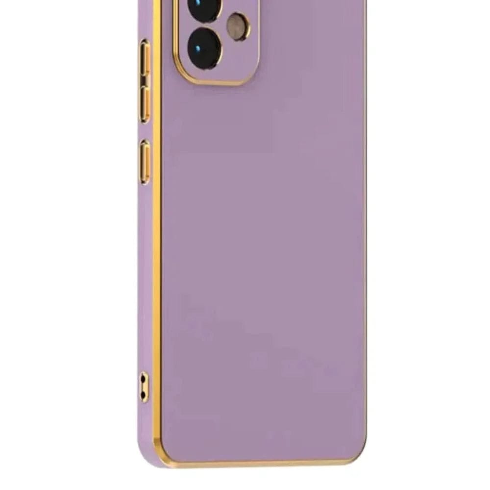 6D Golden Edge Chrome Back Cover For POCO C55/Redmi 12c Phone Case Purple Onezeros.in