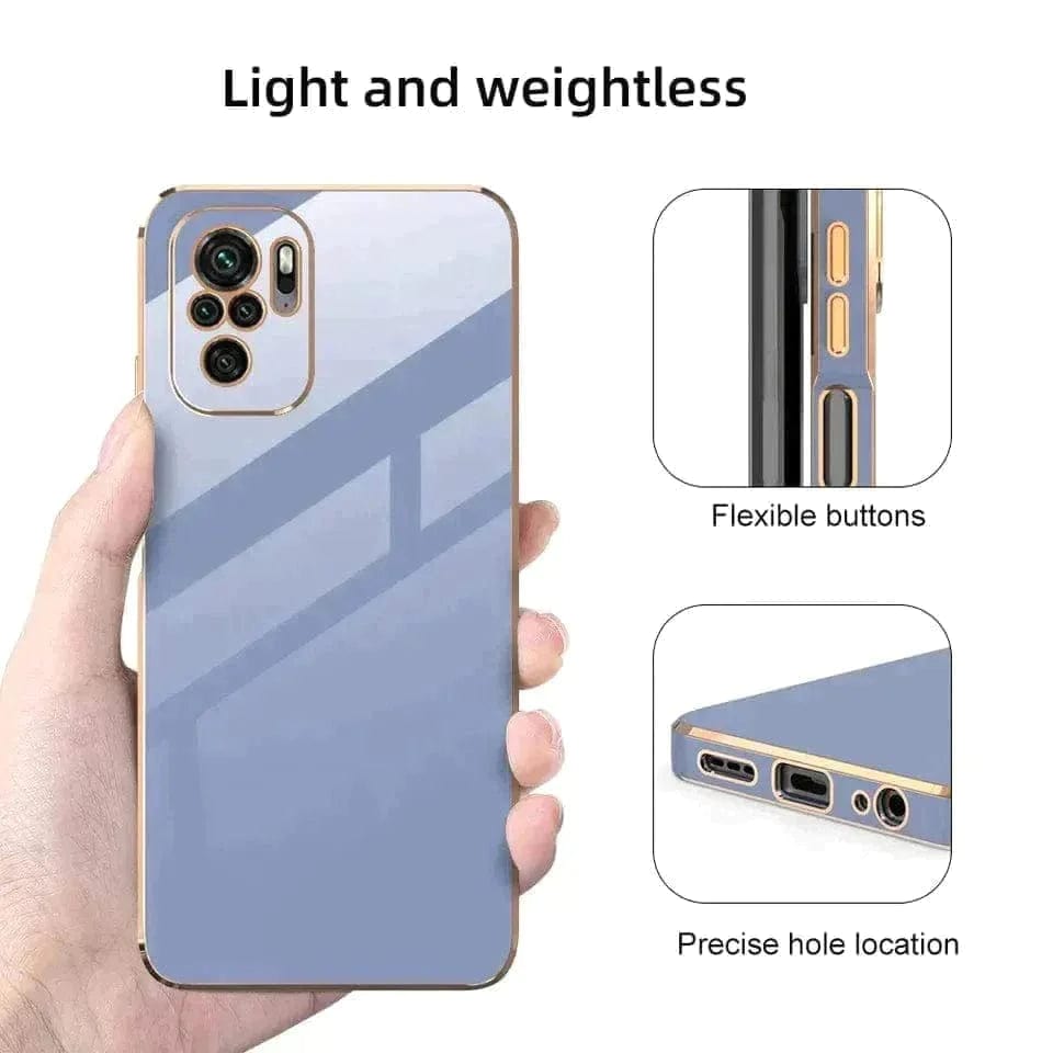 6D Golden Edge Chrome Back Cover For POCO M4 Pro Phone Case Onezeros.in