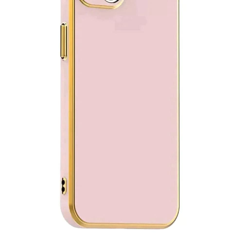 6D Golden Edge Chrome Back Cover For POCO M5 Phone Case Pink Onezeros.in