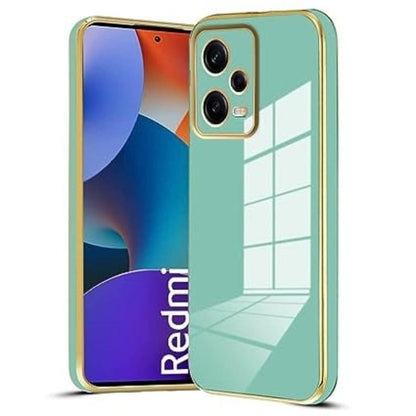 6D Golden Edge Chrome Back Cover For POCO X5 5G/Redmi Note 12 5G Phone Case Mint Green Onezeros.in