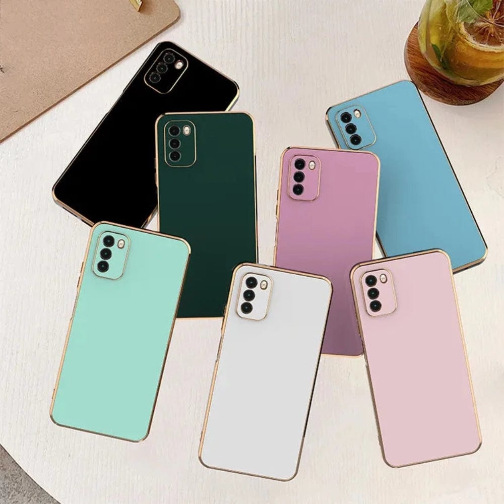 6D Golden Edge Chrome Back Cover For POCO X5 5G/Redmi Note 12 5G Phone Case Pink Onezeros.in