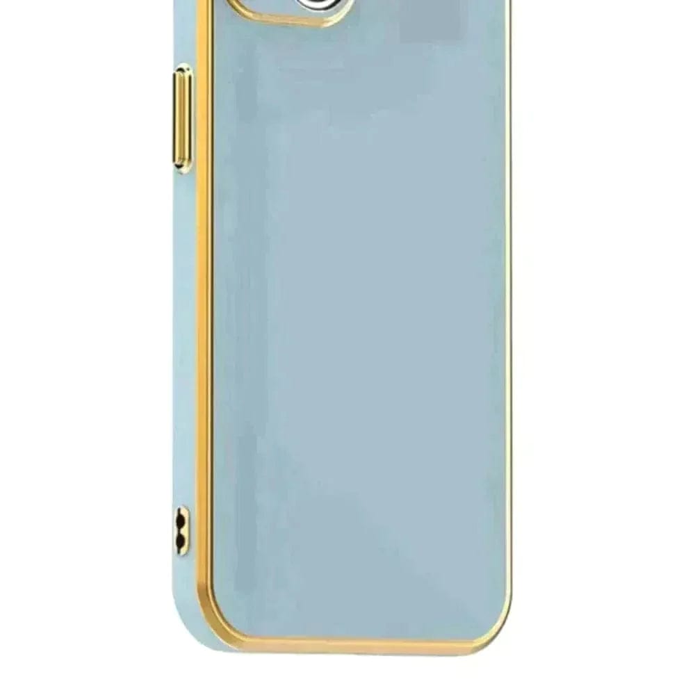 6D Golden Edge Chrome Back Cover For Samsung A03s Phone Case Sky Blue Onezeros.in