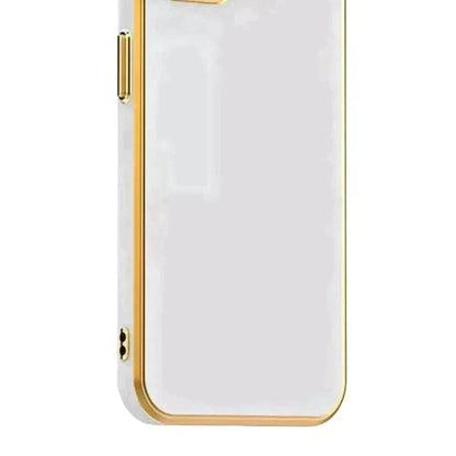 6D Golden Edge Chrome Back Cover For Samsung A03s Phone Case White Onezeros.in