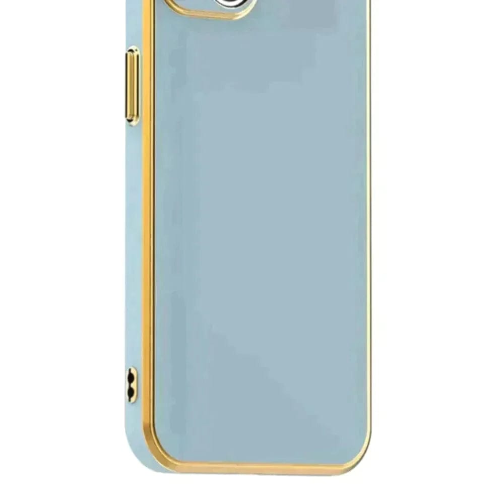 6D Golden Edge Chrome Back Cover For Vivo V25 Pro Phone Case Sky Blue Onezeros.in