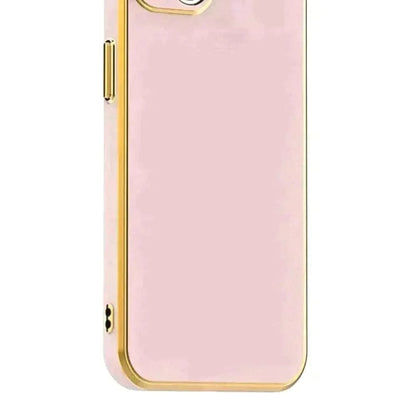 6D Golden Edge Chrome Back Cover For Vivo V25 Pro Phone Case Pink Onezeros.in