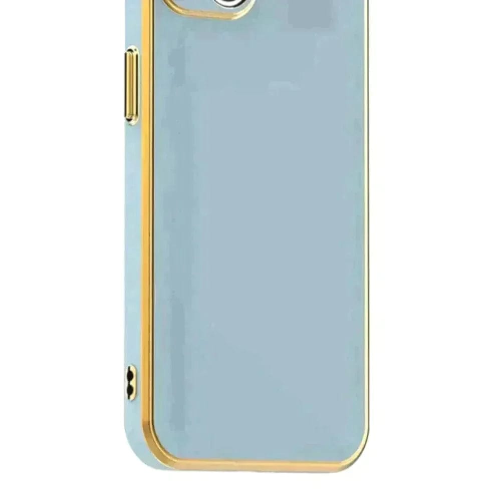 6D Golden Edge Chrome Back Cover For Vivo Y21/Y33s Phone Case Sky Blue Onezeros.in