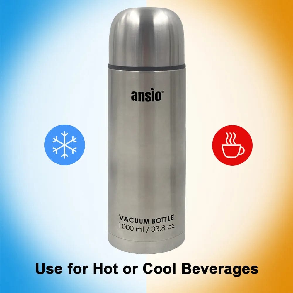 Ansio Stainless Steel Bullet Flasks - 1000ml Silver Onezeros.in