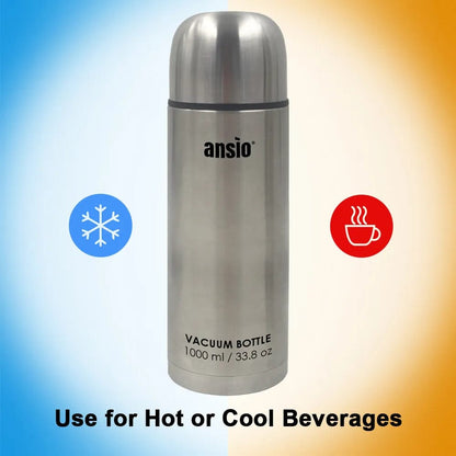 Ansio Stainless Steel Bullet Flasks - 1000ml Silver Onezeros.in