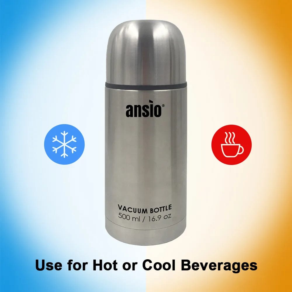 Ansio Stainless Steel Bullet Flasks - 500ml Silver Onezeros.in