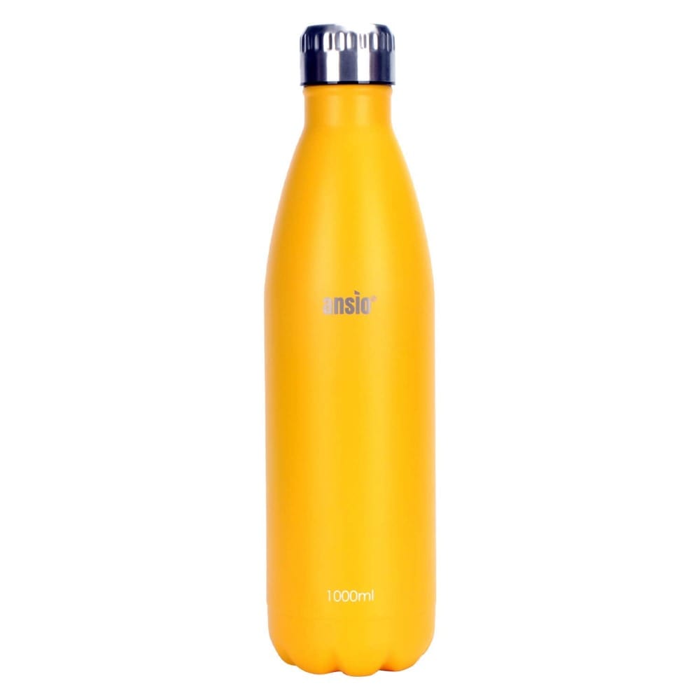 ANSIO Stainless Steel Water Bottle (1000ml) Lemon Yellow Onezeros.in