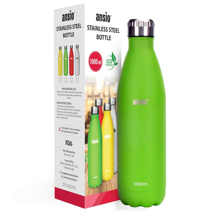 ANSIO Stainless Steel Water Bottle (1000ml) Green Onezeros.in