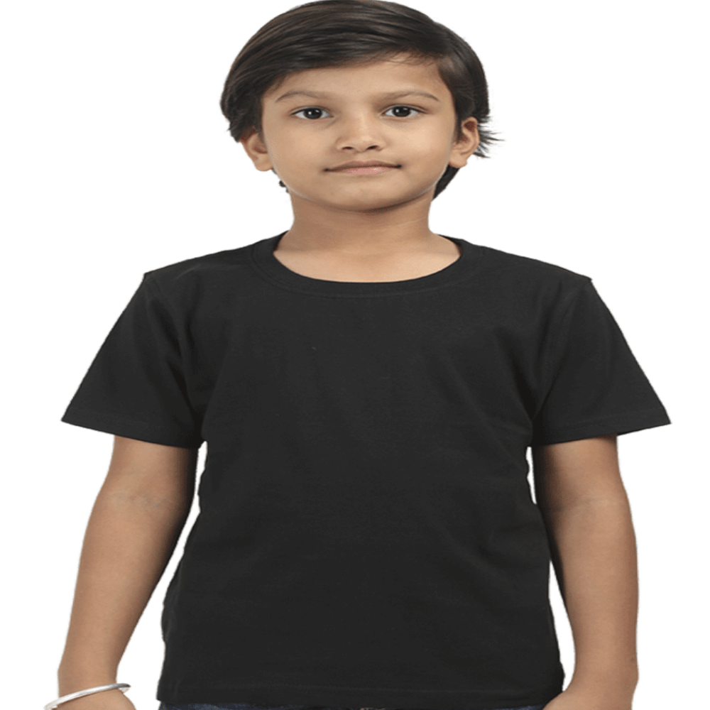 Boys Cotton T-Shirt Black / 0-12M Qikink