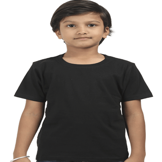 Boys Cotton T-Shirt Black / 0-12M Qikink