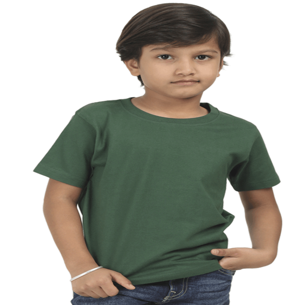 Boys Cotton T-Shirt Bottle Green / 0-12M Qikink